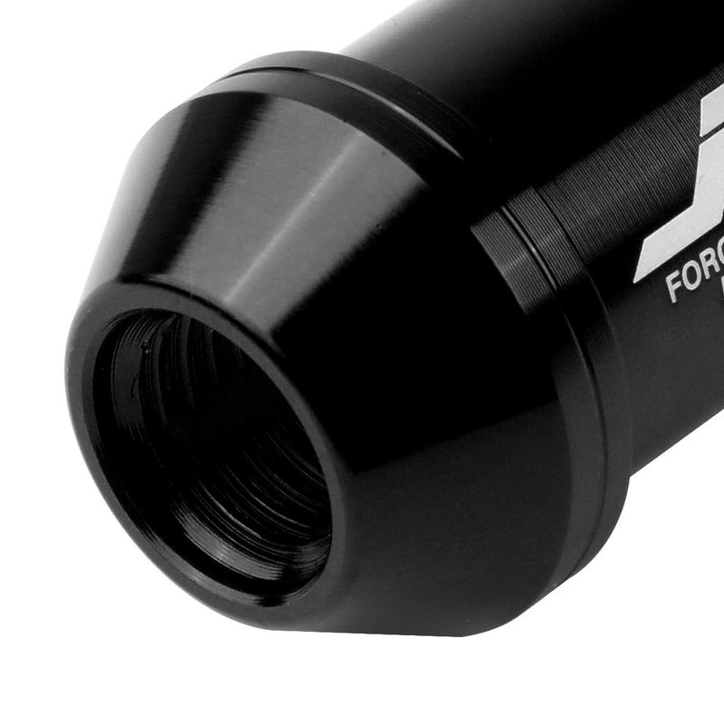 J2 Engineering 20Pcs M12 x 1.25 7075-T6 Aluminum 50mm Open-End Lug Nut w/Socket Key (Black) - Image 4